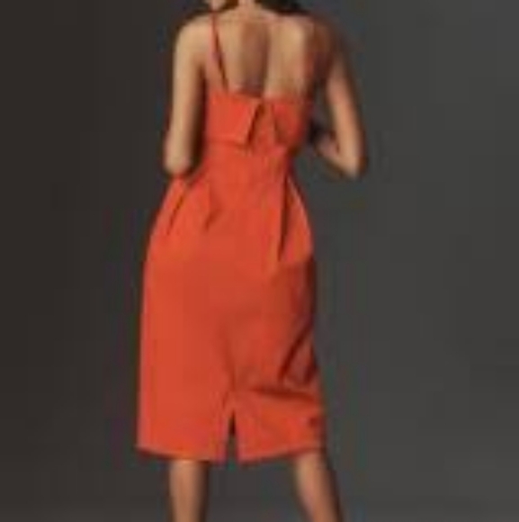 Anthropologie Sleeveless Red Foldover Knee-Length Dress - Picture 3 of 8